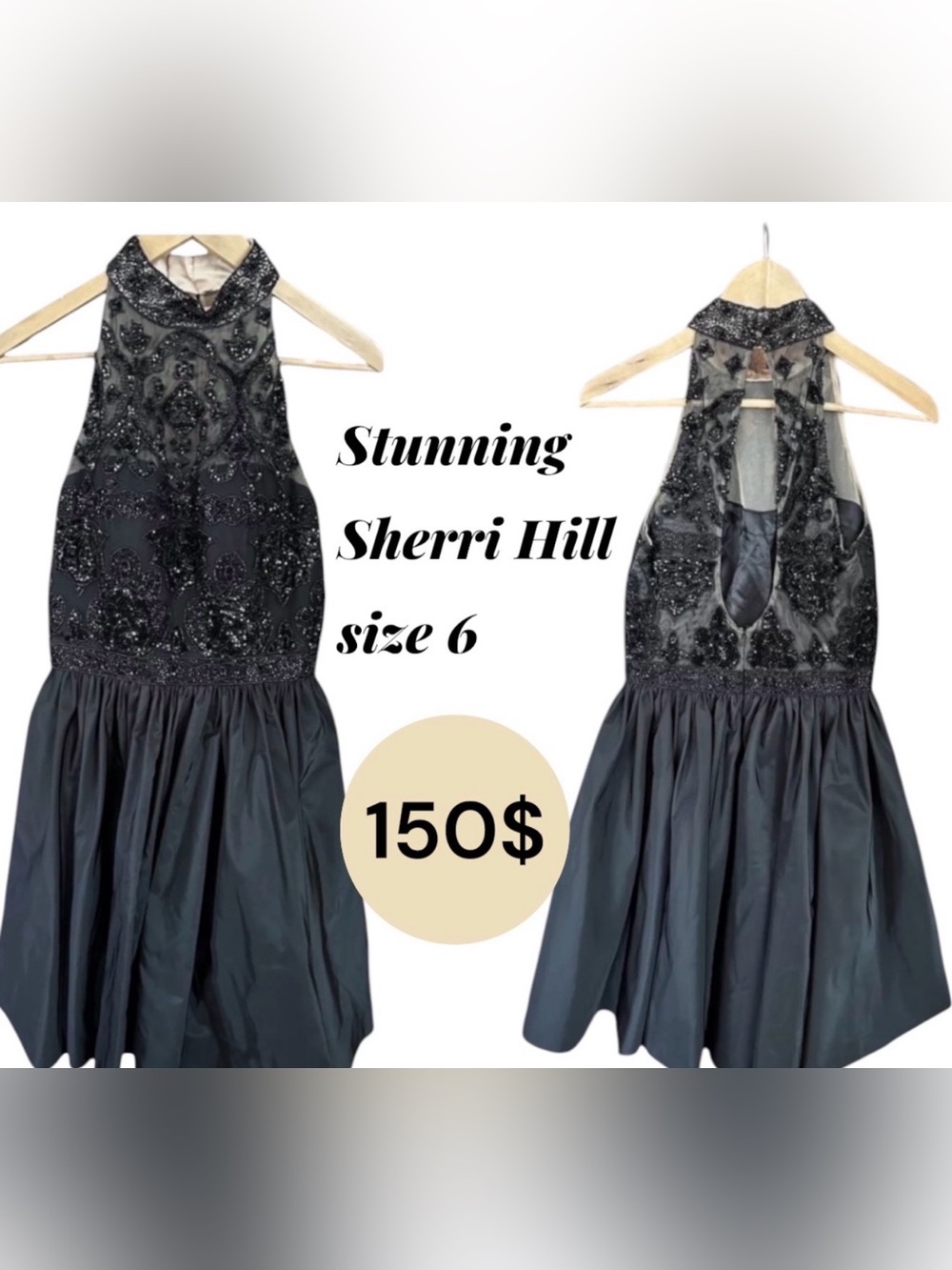 Sherri Hill Black Beaded Halter Girls' Formal Dress